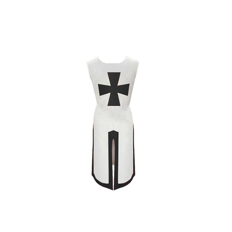 Medieval Knight Tunic Costume - White and Black, Size M (Bust 112 cm, Length 122.5 cm)