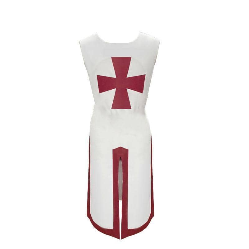 Medieval Knight Tunic Costume - White and Red, Size 4XL (Bust 132 cm, Length 130 cm)