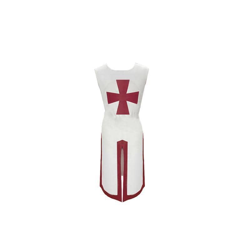 Medieval Knight Tunic Costume - White and Red, Size M (Bust 112 cm, Length 122.5 cm)