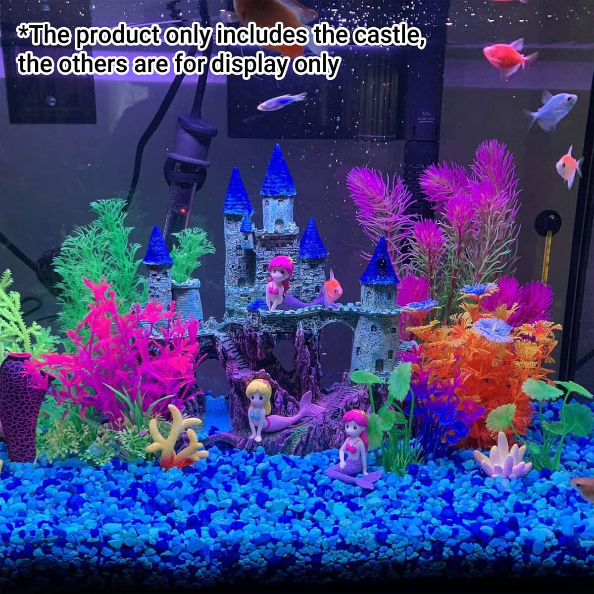 Medieval Resin Castle Aquarium Ornament with Hiding Openings - Red Roof Castle - view 5