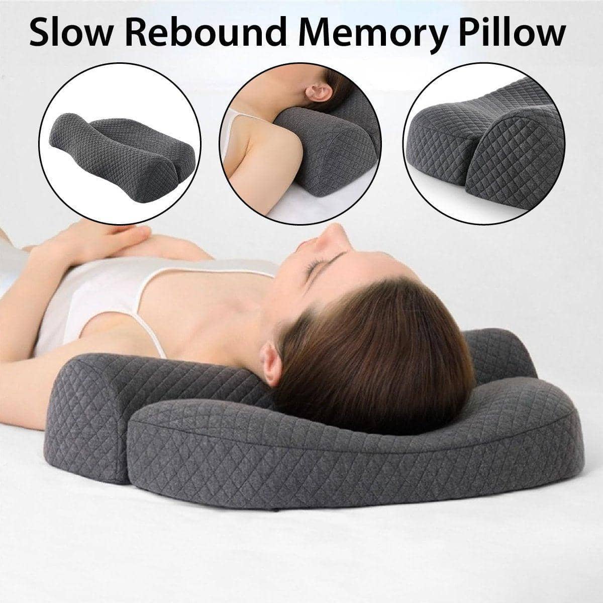 Memory Foam Cervical Pillow, Ergonomic Neck Support, Dark Grey