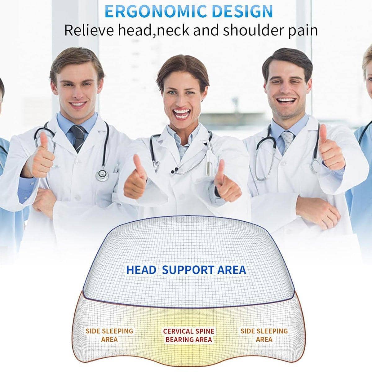 Memory Foam Cervical Pillow, Ergonomic Neck Support, Dark Grey - view 5