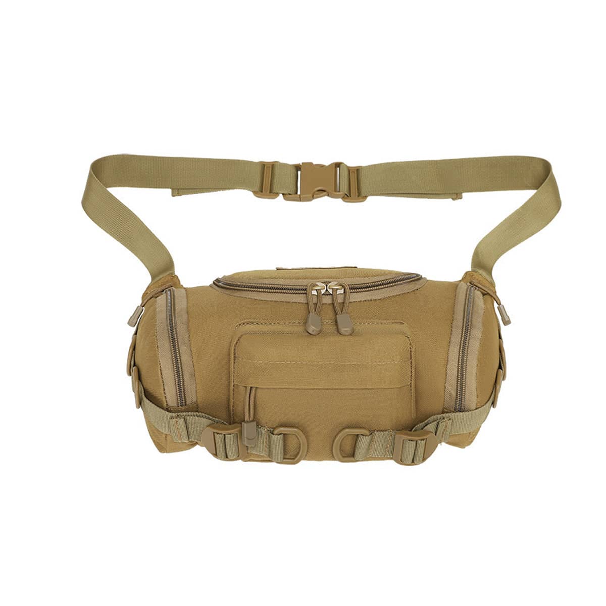 Men's Tactical Waist Bag Outdoor Crossbody Bag with Zip Pockets, Tan - view 2
