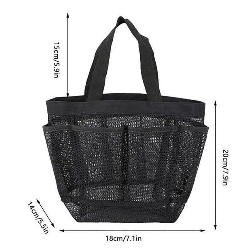 Mesh Shower Caddy Bag with 8 Pockets and Oxford Handles - view 3