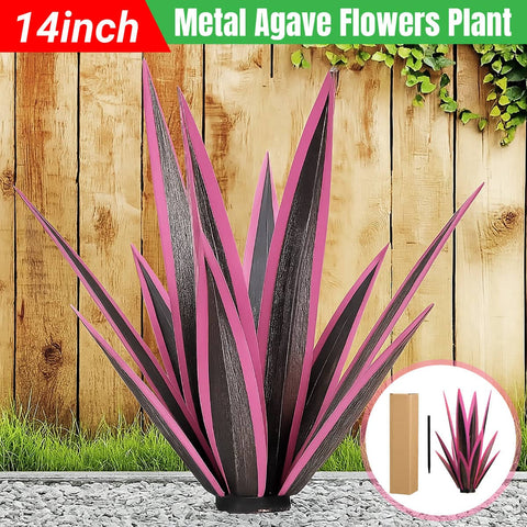 Metal Agave Plant Garden Ornament Realistic Wrought Iron for Yard, Patio and Lawn