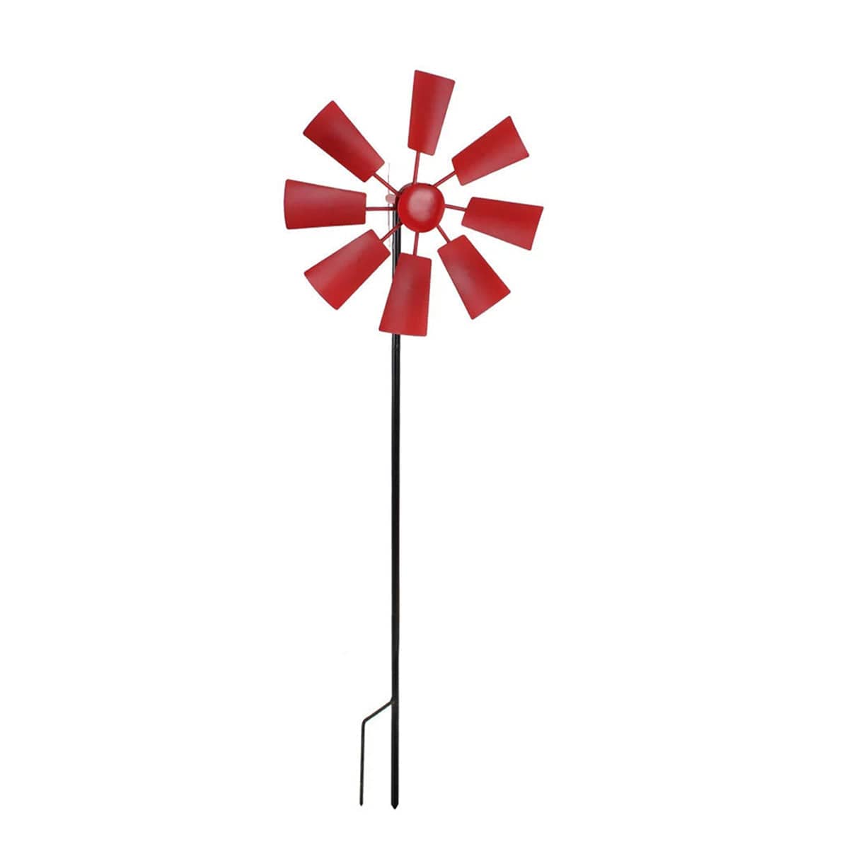 Metal Garden Windmill Stake Ornament for Lawn, Yard and Park - Red