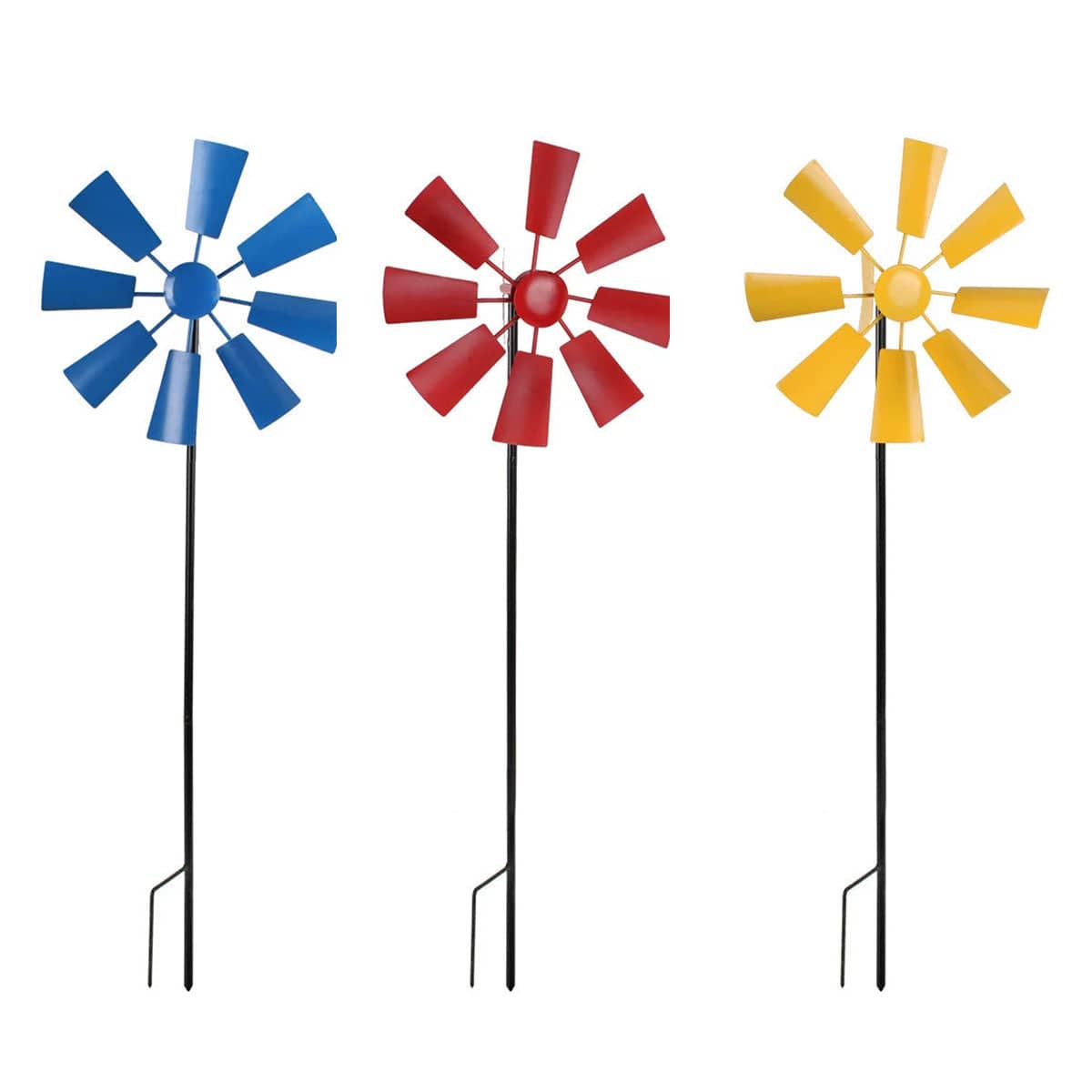 Metal Garden Windmill Stake Ornament for Lawn, Yard and Park - Red - view 3