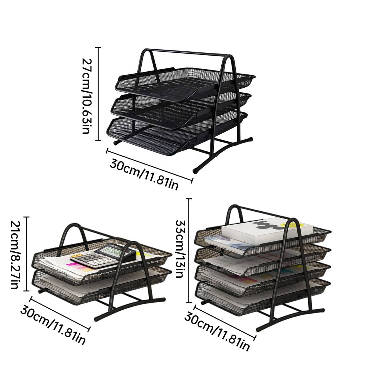 Metal Mesh Desktop File Organiser for A4 Papers, Office and Home Desk - 4 Tier - view 4
