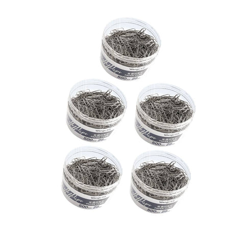 Metal Paper Clips in Storage Jars, 28 mm - Silver, Pack of 5
