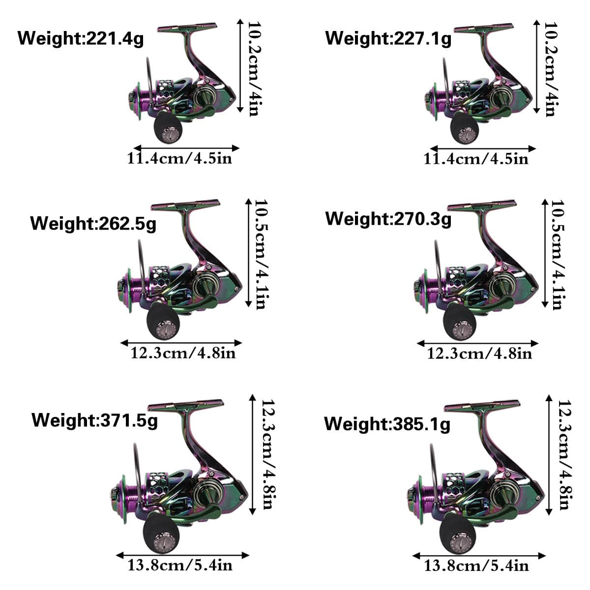 Metal Spinning Fishing Reel with Rainbow Finish - 262.5g - view 3