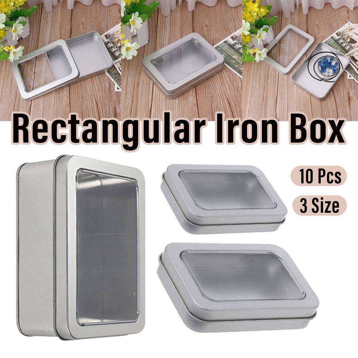 Metal Storage Tin Boxes with Clear Window, Pack of 10 - 12.5 x 9 x 5 cm - view 2