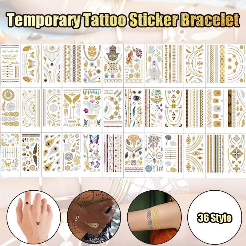 Metallic Boho Temporary Tattoo Sticker for Arms and Body - MTOM08 - view 2