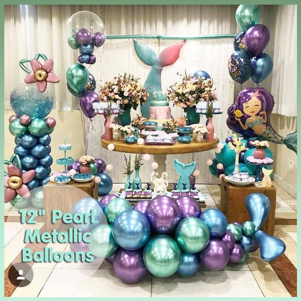 Metallic Chrome Latex Balloons 12 Inch (30 cm) - Light Green, 10 Pack - view 2