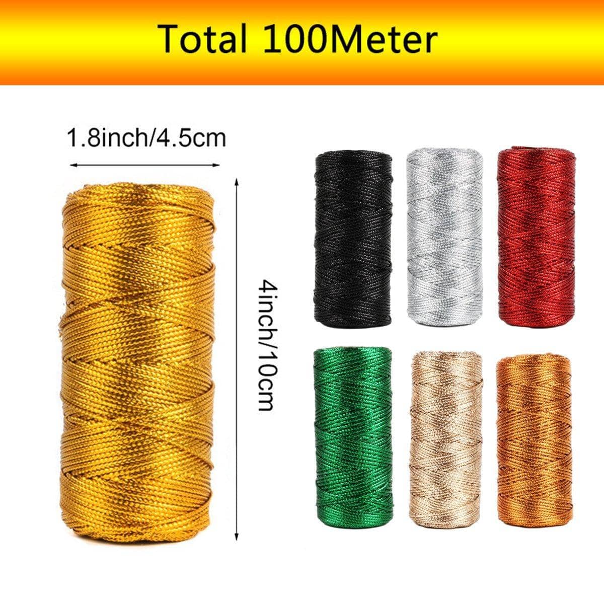 Metallic Gift Wrapping Rope, 100 m Roll of 1.5 mm Flat Wire Cord - Black - view 4
