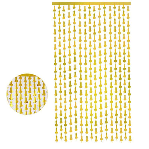 Metallic Tinsel Foil Curtain, 2m x 1m, Hens Party Backdrop - Gold