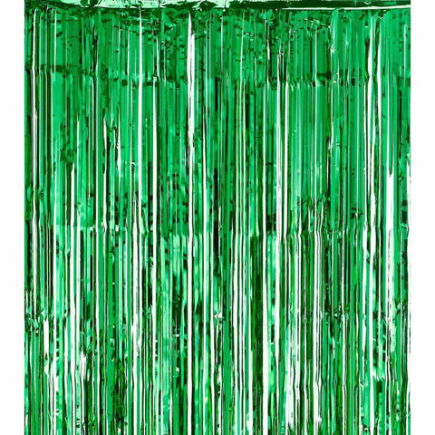 Metallic Tinsel Foil Curtain Party Backdrop 1m x 2m - Avocado Green