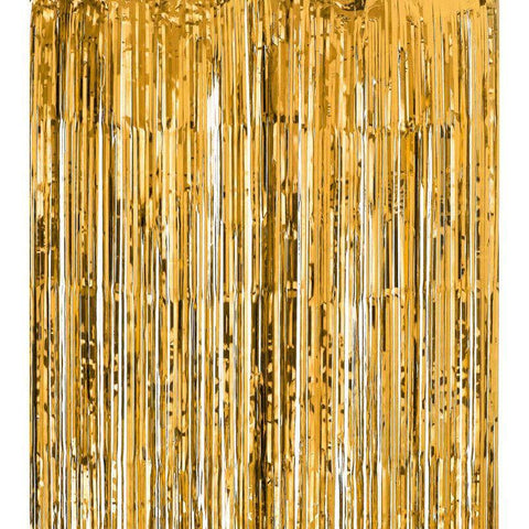 Metallic Tinsel Foil Curtain Party Backdrop 1m x 2m - Gold