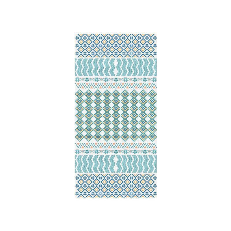 Microfibre Beach Towel with Carry Bag, 160 x 80 cm - Aqua Boho Geometric Print