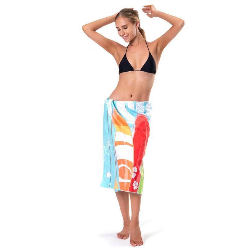 Microfibre Beach Towel with Carry Bag, 160 x 80 cm - Aqua Surfboard Print - view 4