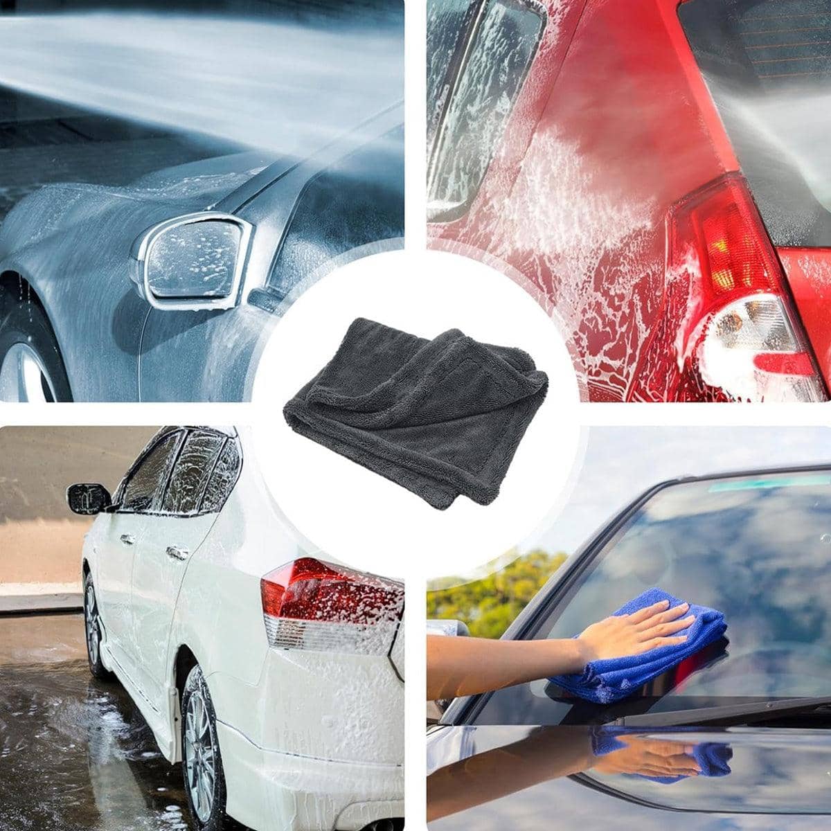 Microfibre Car Drying Towel, 90 x 60cm - Grey - view 4