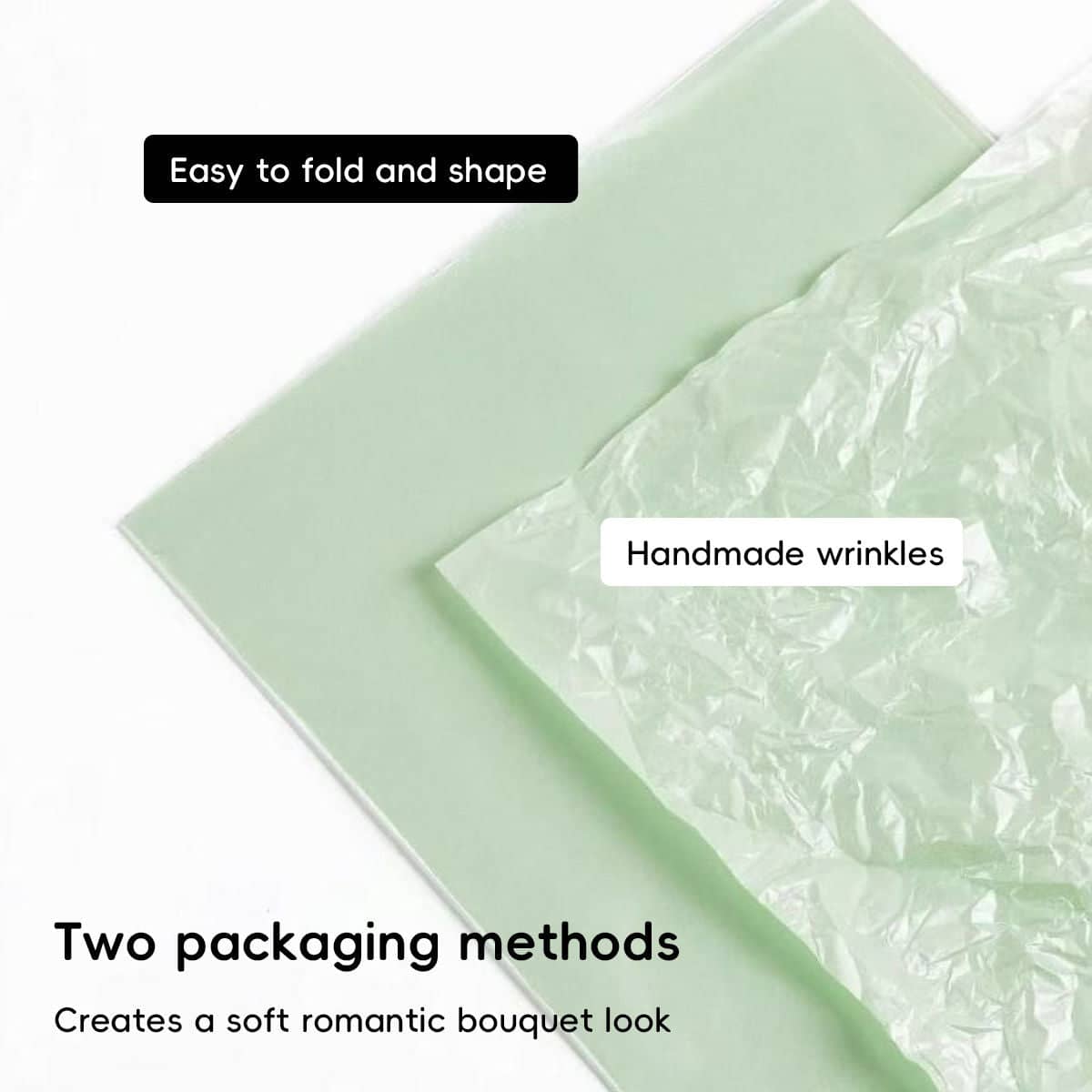 Milk Cotton Flower Wrapping Paper 190 Sheets Florist Bouquet Gift Packaging - Green - view 5