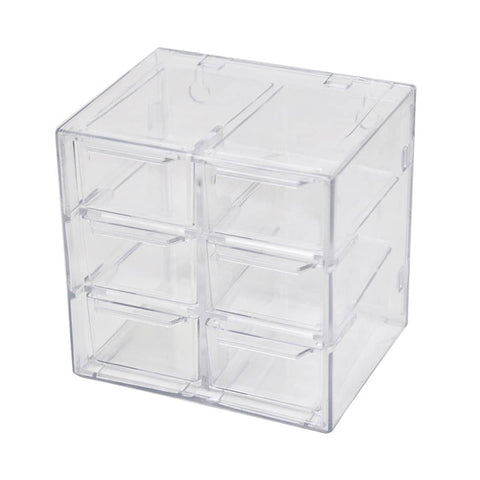 Mini Clear Plastic Desktop Drawer Organiser Box - 6 Grids