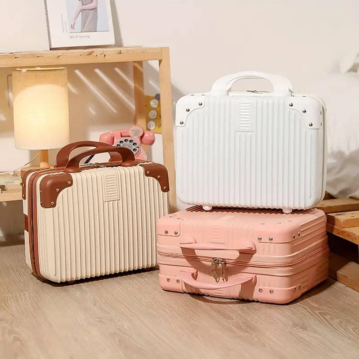 Mini Cosmetic Luggage Case with Double Zipper, 30 x 26 x 15 cm - Green - view 5