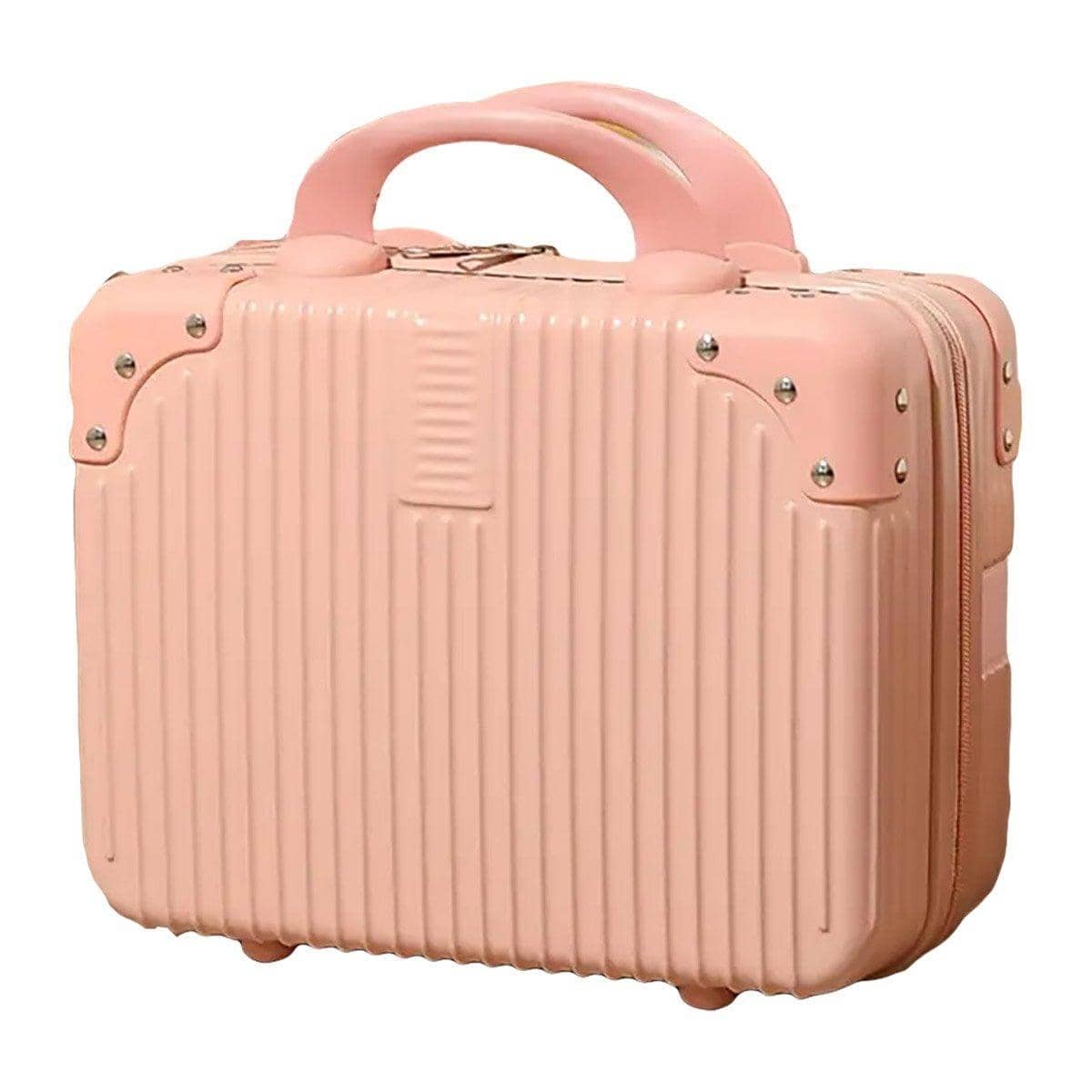Mini Cosmetic Luggage Case with Double Zipper, 30 x 26 x 15 cm - Pink