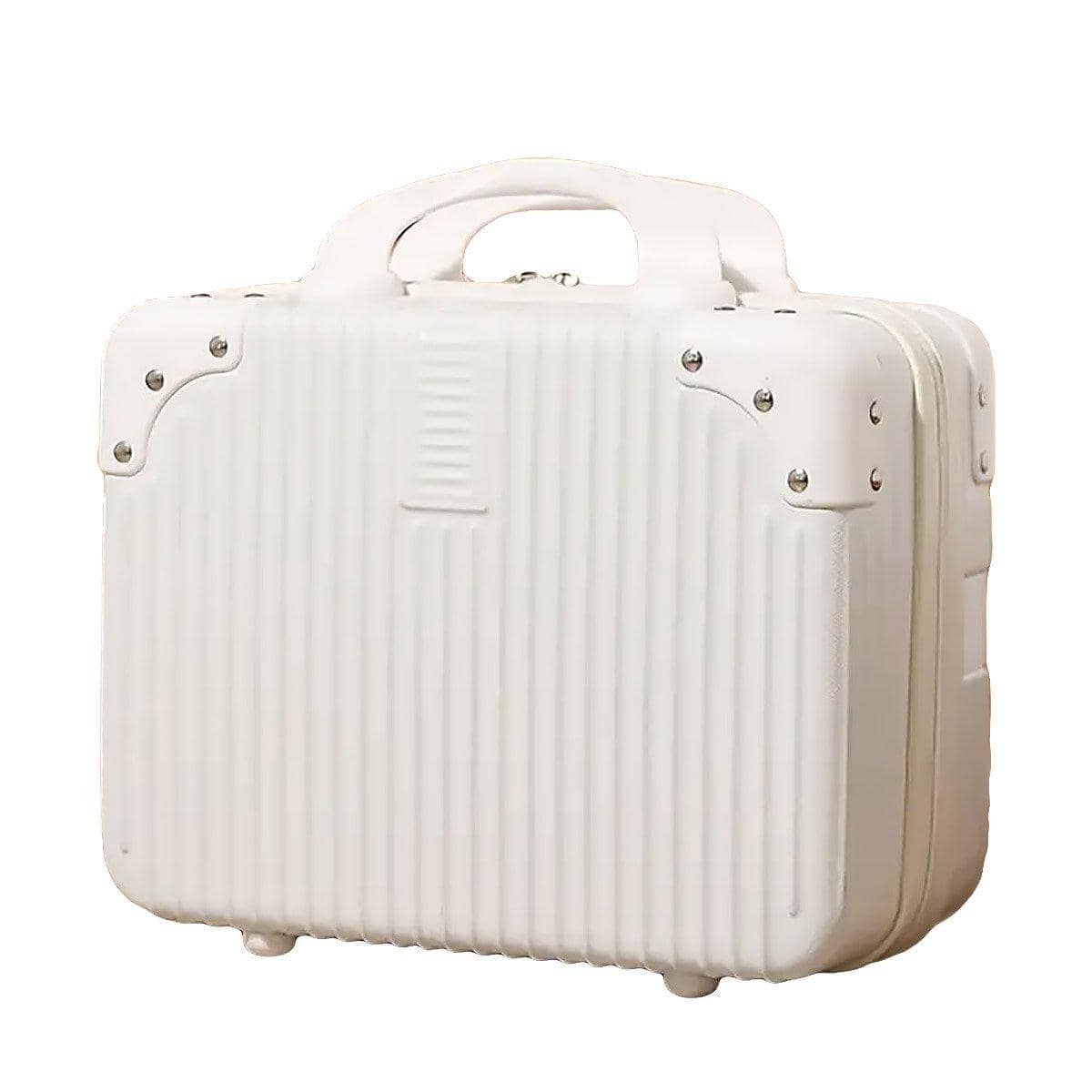 Mini Cosmetic Luggage Case with Double Zipper, 30 x 26 x 15 cm - White