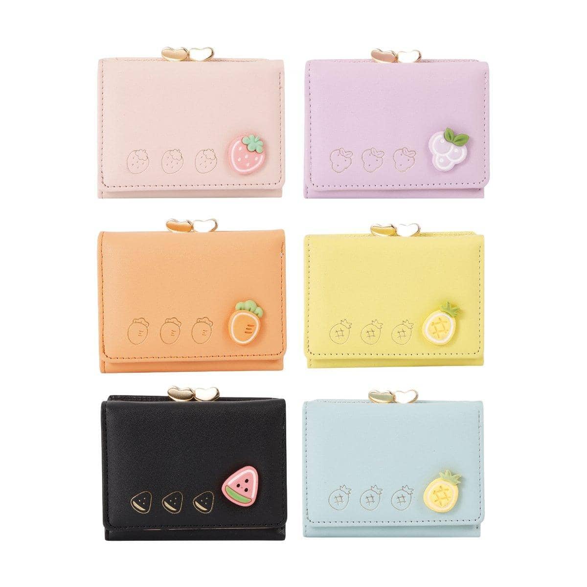 Mini Folding Wallet with Fruit Design, Faux Leather - Light Purple Grape - view 3