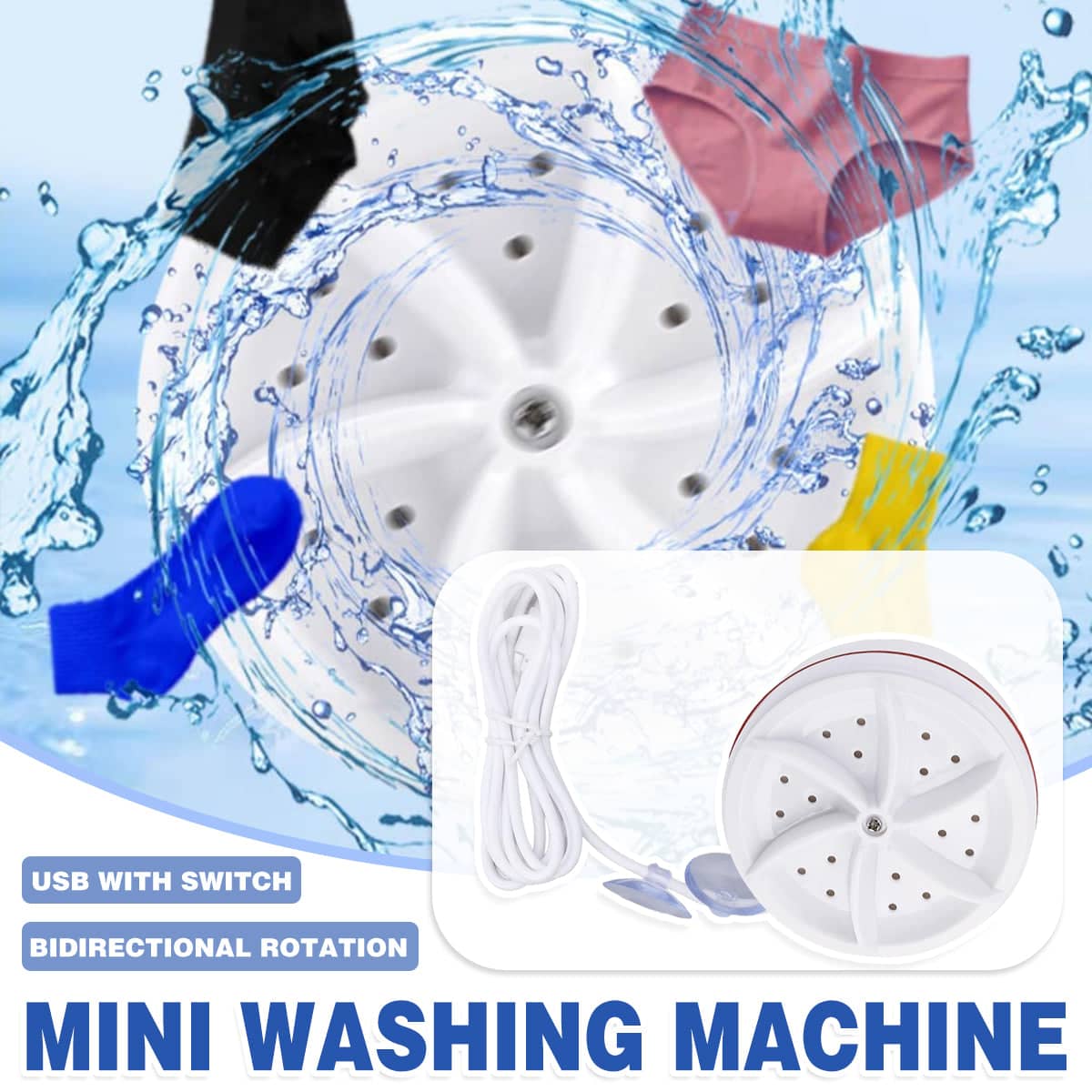 Mini Portable Washing Machine with USB Turbine Wash