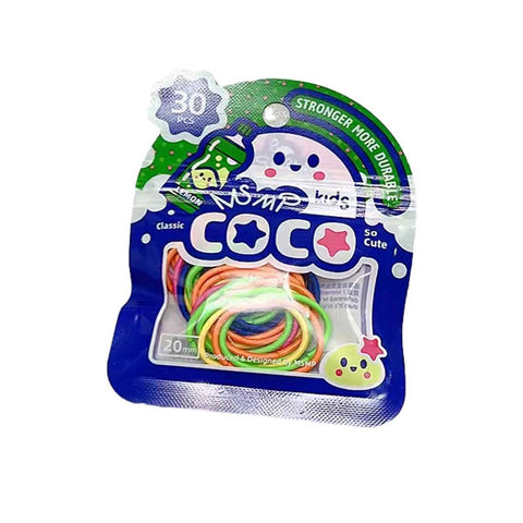 Mini Rubber Hair Ties, Pack of 30 - Assorted Bright Green, Yellow, Pink and Blue
