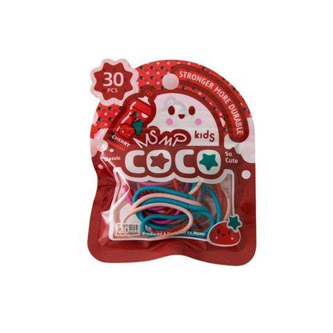 Mini Rubber Hair Ties, Pack of 30 - Assorted Red, Pink and Teal