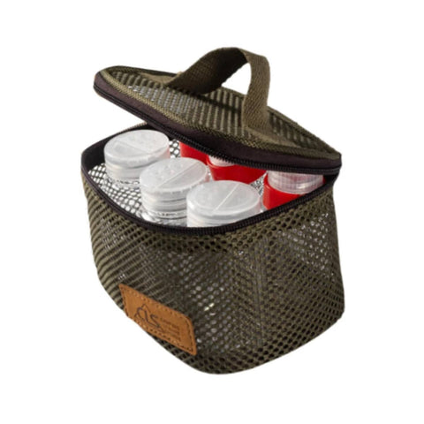 Mini Seasoning Bottle Set, 6 Bottles - Olive Green Mesh Bag