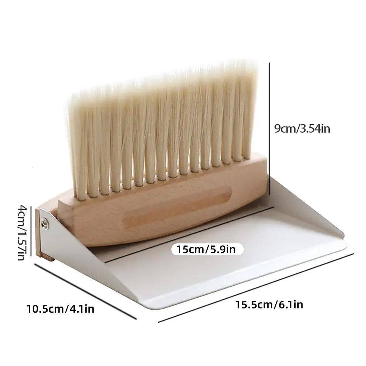 Mini White Desk Brush and Dustpan Set for Keyboards, Tables and Car Interiors - view 3