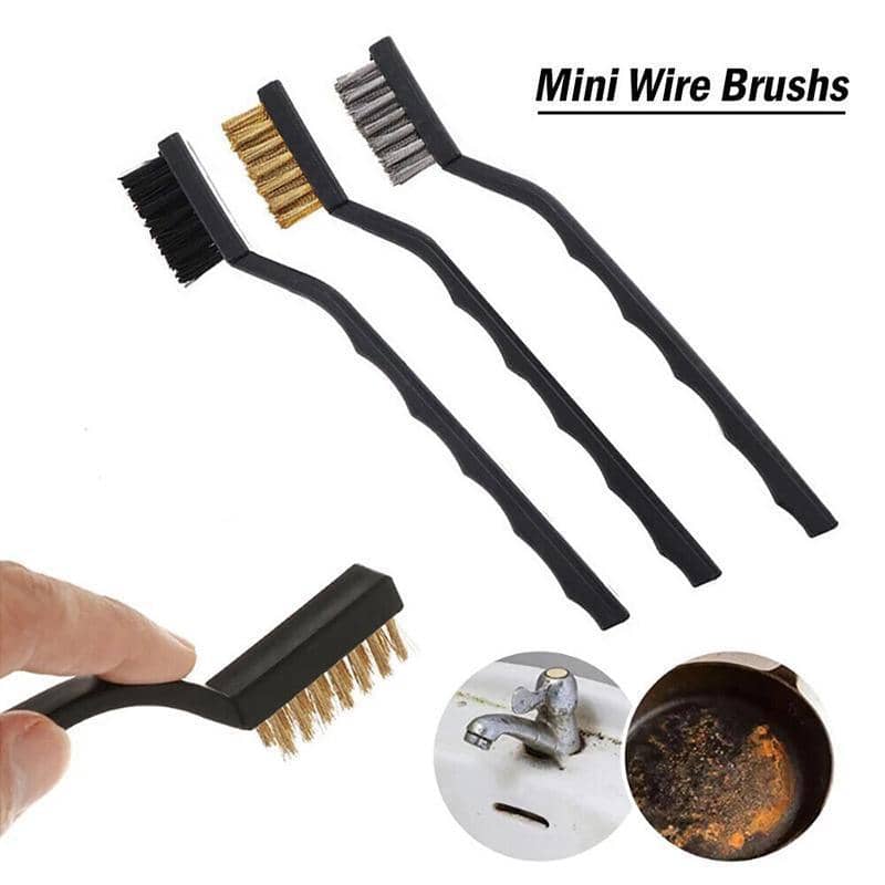 Mini Wire Brush Set Stainless Steel Nylon and Brass Metal Remover, Pack of 15 - view 5