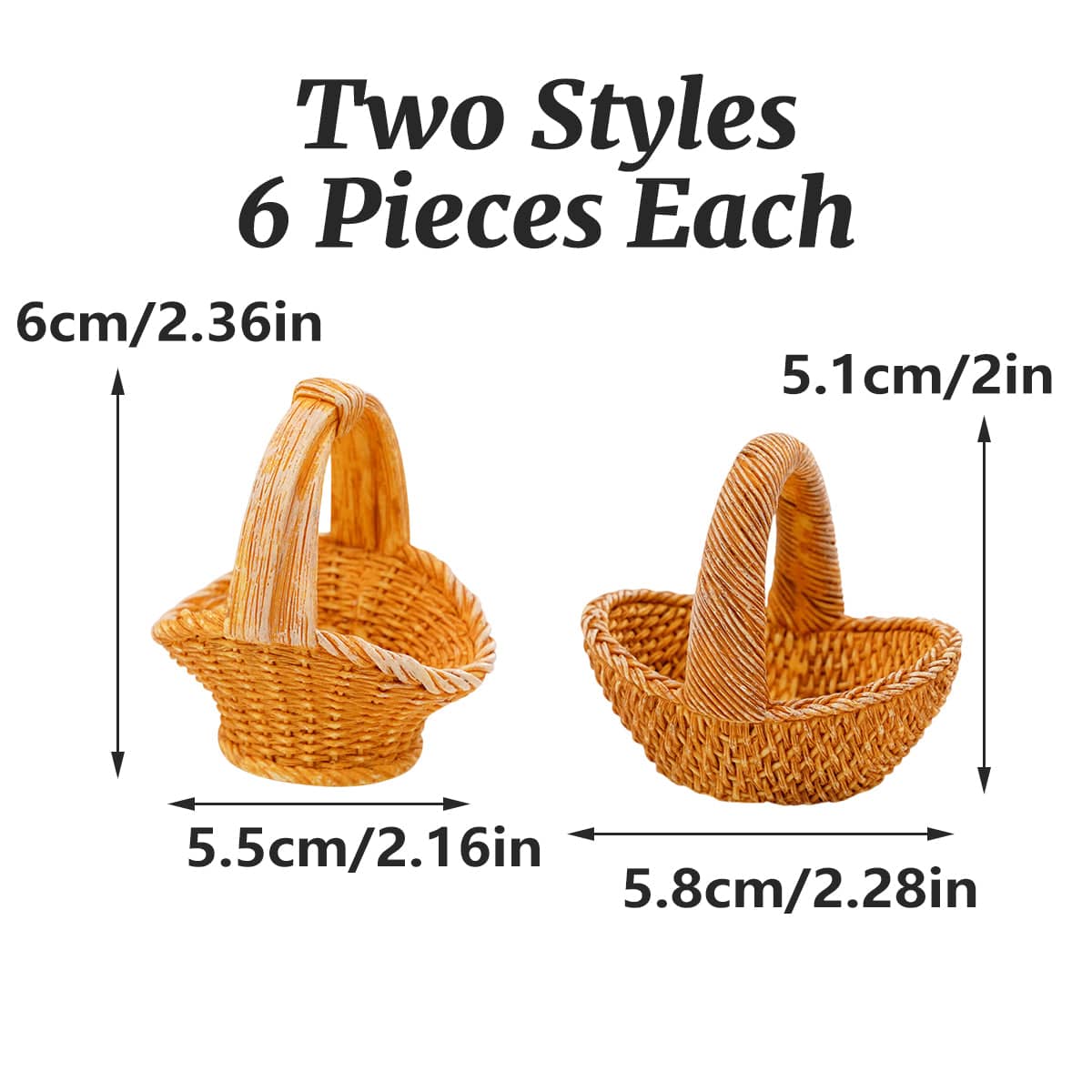 Miniature Resin Baskets 12 Piece Small Craft for Photography Props and Desk Decor - view 3