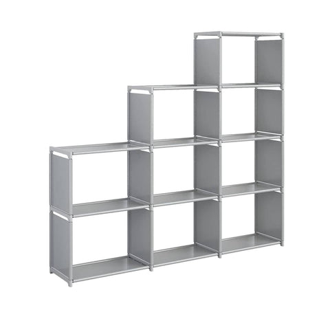 Minimalist Bookshelf Storage Cabinet, 9 Compartments - Grey