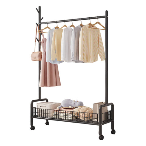 Mobile Clothes Rack with Wheels - Black, 90 x 35 x 176 cm