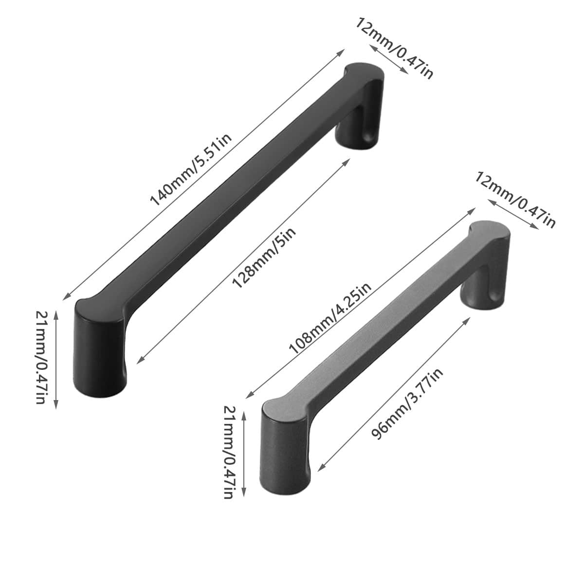 Modern Cabinet Door Handle - Black, 96 mm Hole Spacing - view 4