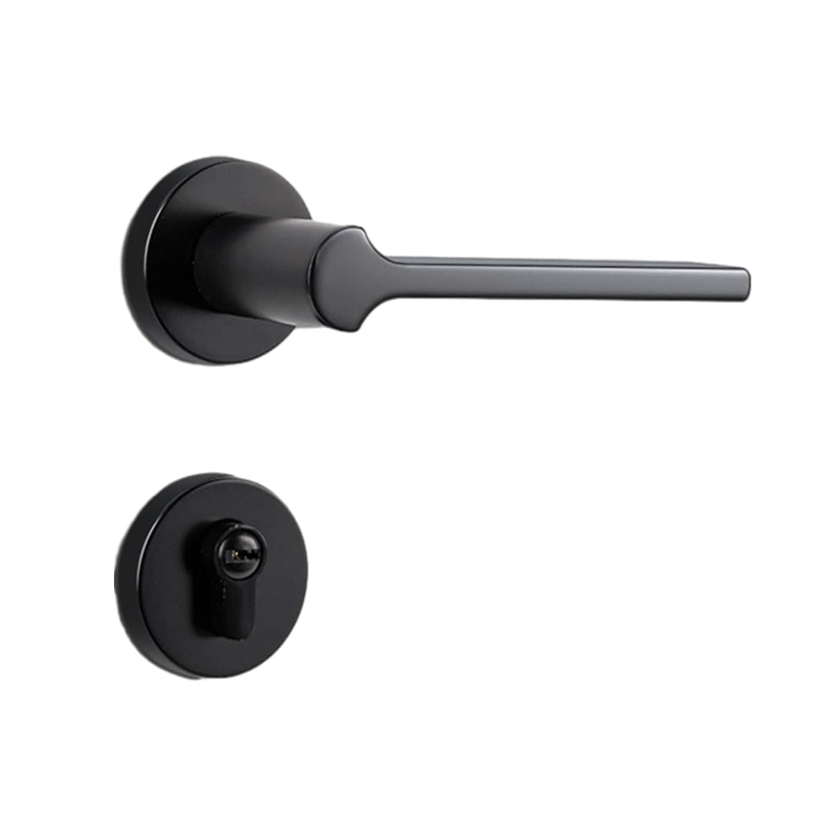 Modern Interior Door Handle Lock Set for Bedroom Privacy - Black