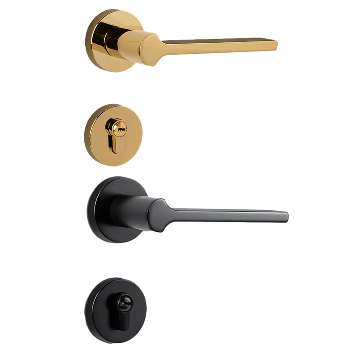 Modern Interior Door Handle Lock Set for Bedroom Privacy - Black - view 3