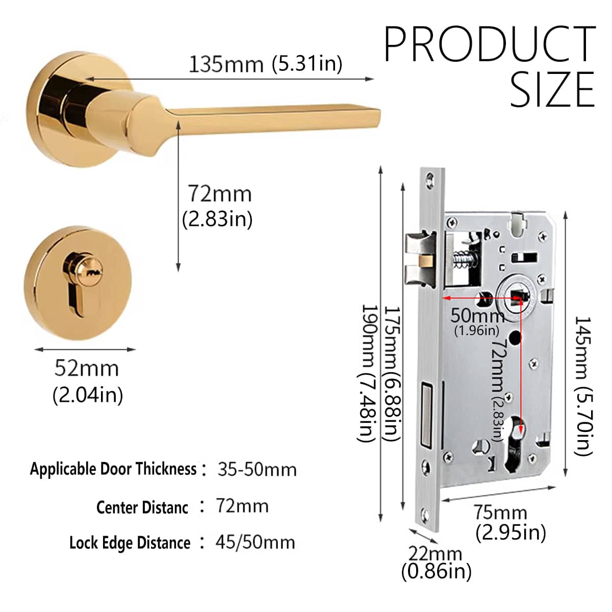Modern Interior Door Handle Lock Set for Bedroom Privacy - Black - view 4