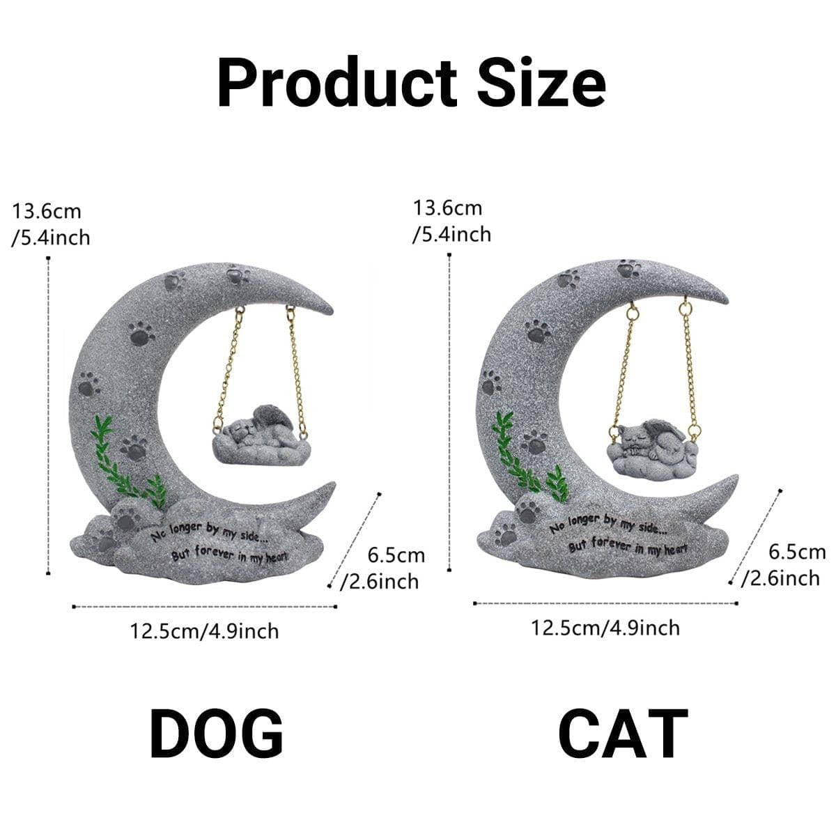 Moon Resin Pet Memorial Ornament with Sleeping Cat, Garden Decoration - Cat - view 4