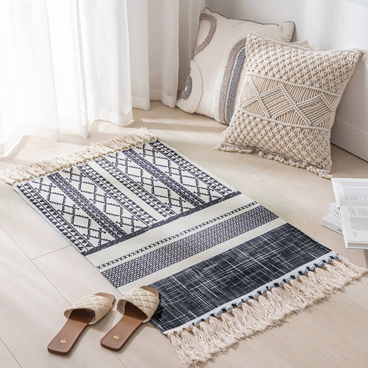 Moroccan Cotton Floor Mat - Wheat Design, 90 x 60cm - view 5