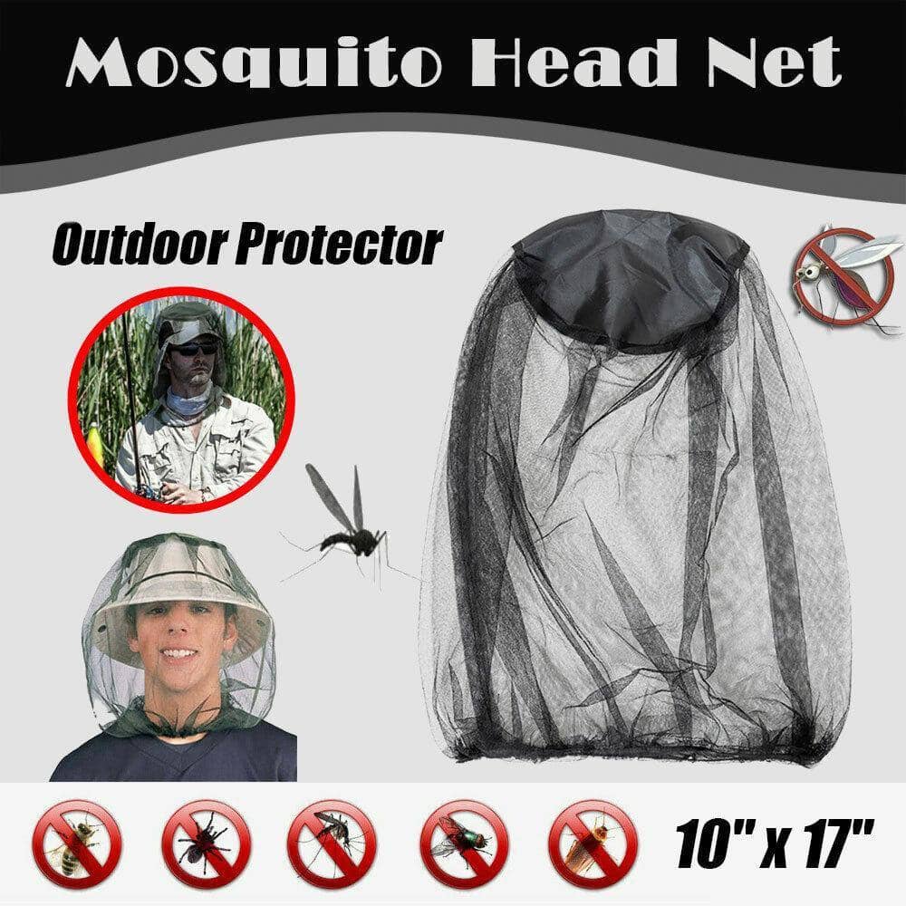 Mosquito Head Net Insect Mesh Hat for Fishing and Camping - Black, Single - view 2