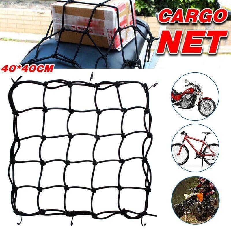 Motorcycle Bungee Cargo Net with 6 Hooks, Helmet Mesh Hold Down Accessory
