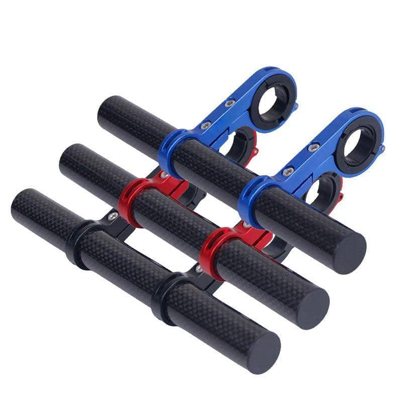 Mountain Bike Handlebar Extender with Double Bracket and Carbon Fibre Bar - Blue - view 3