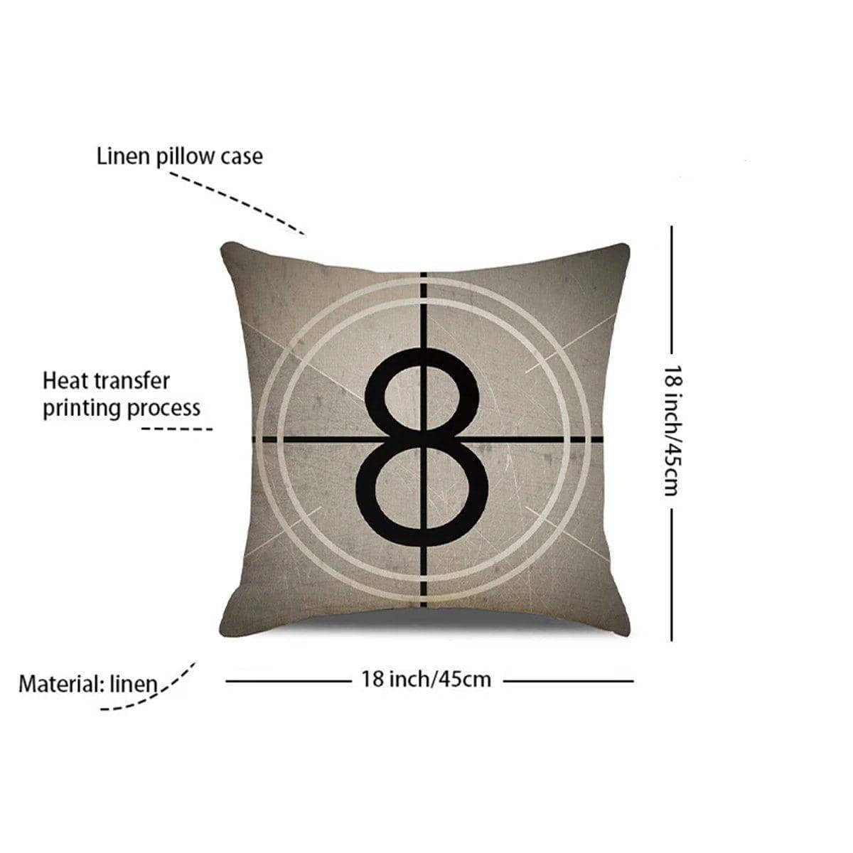 Movie Theme Cinema Throw Pillow Covers, 45 x 45 cm (18 x 18 Inch), Pack of 4 - view 3