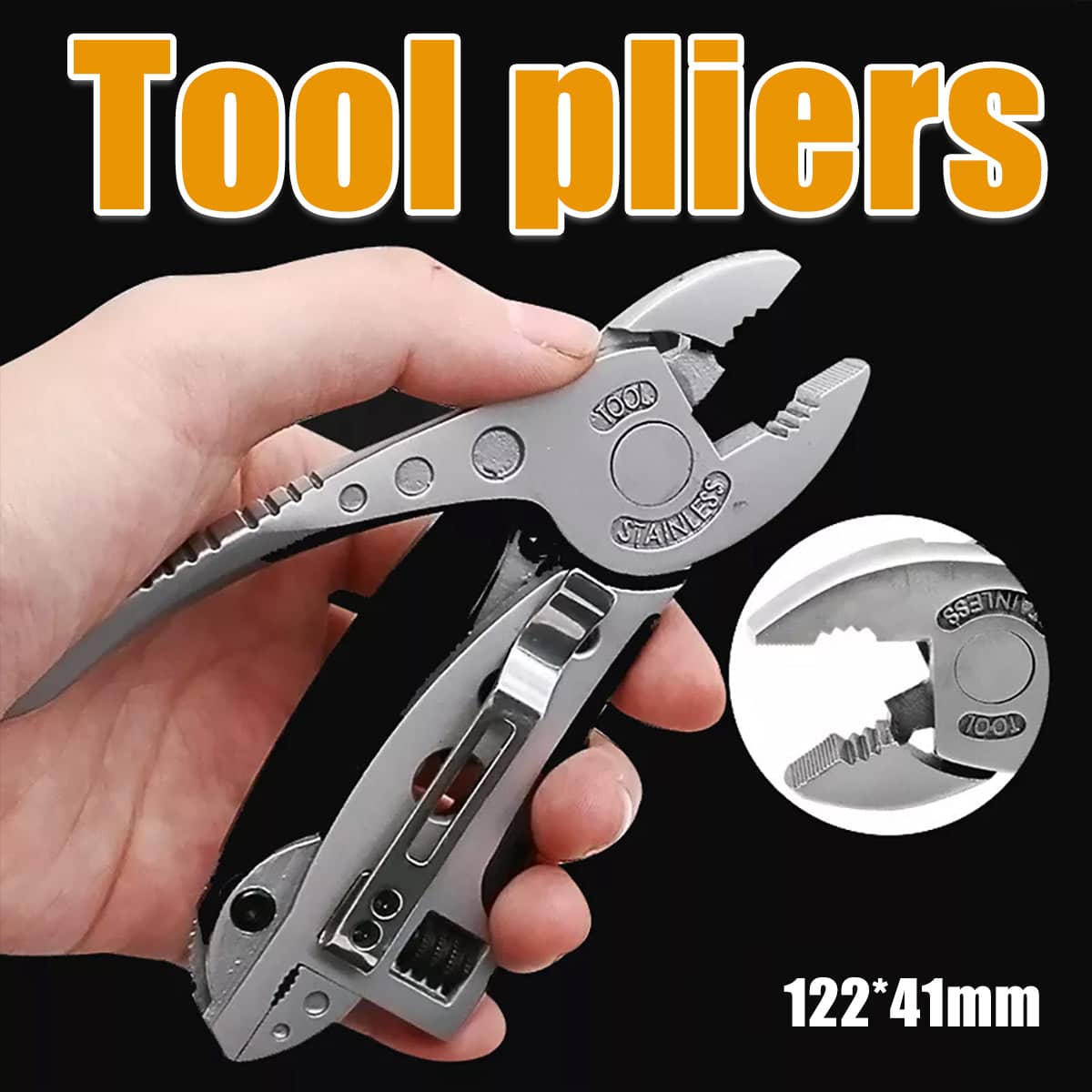 Multi Function Folding Pocket Pliers and Screwdriver, Stainless Steel Camping Tool 122 x 41 mm